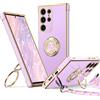 XYZ Cover per Samsung Galaxy S24 Ultra con Cordino, Viola | Custodia con Doppio Anello a Forma di Cuore e Supporto - Custodia Protettiva Lussuosa per Ragazze e Donne
