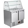 Saladette Acciaio Inox 2 Porte Vetro Curvo L 90cm GN 1/1 +0°C/+8°C