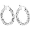 Tuscany Silver Orecchini creoli da donna in argento sterling diamantati da 28 mm