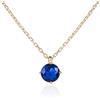 namana Collana raffinata con ciondolo blu zaffiro per donna e adolescente, collana donna oro con pietra blu rotonda, semplice collana sottile blu navy in argento sterling 925 placcato oro giallo