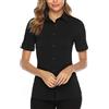 Irevial Camicia Donna Elegante Tinta Unita Camicette Moda Donna Maniche Corte Blusa Camicie a Bottoni Shirt semplicità Casual Estive Nera M