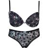 JADEA Coordinato Intimo Donna Completo Reggiseno Push-up e Slip 4546 (Nero/Verde, 4)