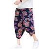 DOSLAVIDA Uomo Casual Elastico In Vita Pantaloni di Lino Leggeri Capri Gamba Larga Larghi Cotone Harem Yoga Pantaloni Sciolti Patchwork Shorts - verde - XL