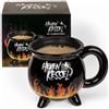 MIJOMA Tazza da caffè, tazza da tè, bollitore, tazza da strega, capacità 400 ml, nero (caldaia con fiamma effetto termico)