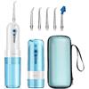 GEEDIAR Idropulsore Orale Irrigatore Dentale Elettrico, Senza Fili, Portatile, USB Ricaricabile blu/bianco