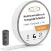 ECENCE Nastro metallico adesivo 3m x 35 mm - con 10 magneti in ferrite - Nastro ferro, Striscia in acciaio per appunti, foto, immagini, note