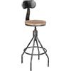 CLP Sgabello Hanam Design Industriale In Legno I Altezza Regolabile Con Schienale E Poggiapiedi I Telaio In Metallo, Colore:antico argento