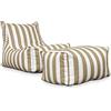 Deshome - Poltrona da esterno giardino con pouf poggiapiedi idrorepellente sfoderabile: Chaise longue da esterno con imbottitura lettino puff design Light Pouf (Sabbia)