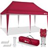 tillvex Gazebo 3x6m da Giardino | Gazebo pieghevole regolabile in altezza | Tenda Pop up impermeabile da protezione UV 50+ | Tenda Padiglione + Sacca di Trasporto (Rosso - senza pannelli laterali)