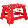 SPLENDOLE Piccolo sgabello pieghevole da 22 cm, antiscivolo, compatto, pieghevole, in plastica, facile da riporre, perfetto per cucina o bagno (rosso)