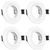 URing Faretto Incasso Cartongesso GU10 Alluminio Bianco, Cornice Faretti led da incasso per cartongesso Rotondo Portafaretto incl. Portalampada GU10 per lampade LED e Alogeno, Foro ø65mm, Set da 4