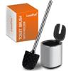 Leadfun Scopino per WC Bagno, fatto di acciaio inossidabile, secchio interno in polipropilene, set di spazzolini da toilette in piedi (Argento)