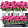 Weldomcor Fiori artificiali, 3 Bundles falso Geranio Fiori resistente ai raggi UV Faux Verde Arbusti Piante per Patio Portico Finestra Scatola di casa di nozze Agriturismo Decor, Rosa Rossa