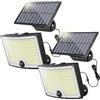 Ortiny Faretto LED da Esterno Solare, Luce Solare LED Esterno 202 LED 3Modes Faro LED Esterno con Pannello Solare con Sensore di Movimento Impermeabile IP65 da Terra, Giardino 5M Cavo 2 Pezzi