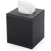 BTSKY, Custodia per fazzoletti di carta, per uso domestico e ufficio, in pelle PU, rettangolare, a cubo nero