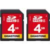 GIGASTONE Scheda di memoria SDHC da 4 GB, confezione da 2 schede, Premium Series, ad alta velocità, compatibile con foto, video, musica, file vocali, videocamera, PC, classe 4, con 2 mini custodie
