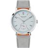 Seestern S382 Teal Blue Meccanico Automatico Acciaio Blu Grigio Pelle Zaffiro Orologio Uomo