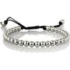 Namana Bracciale Donna dell'Amicizia con Perline in Metallo. Bracciale Stratificato per Lei con Cordino Nero Regolabile. Bracciale in Acciaio Grigio, Nero, Oro Giallo o Oro Rosa (Acciaio Grigio)