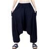 CandyHusky Pantaloni Harem da Uomo e da Donna, in Cotone, Stile Hippie, Boho, Gitano, Aladdin, Yoga (Nero)