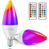 Klarlight C35 E14 lampadine LED cambia colore, 3 W dimmerabile RGB candela, E14 LED bianco caldo 3000 K, funzione di memoria cambia colore lampadine con telecomando, confezione da 2