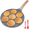 Bobikuke Padella Pancake Induzione Smile, Pancake Piastra Smiley Antiaderente 7 Fori Padella Frittata Piatto Colazione per Bambini 26 cm - Nero