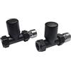 N/A Noir, valvole dritte per termosifone, colore nero opaco, rotonde, 15 mm, confezione da 2