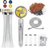 PacuM SoffioneDocciaSoffione Pressione Soffione Anticalcare Ruotabile a 360°, Soffione Manuale alta Pressione con Cotone Filtrante 4 pp, 1 Flessibile Doccia e Supporto Doccia no-Punch Argento(giallo)