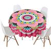 Highdi Tovaglia Rotonda Antimacchia, Tavolo Circolare Copertura Antipolvere Impermeabile Moderna Tovaglia Tonda per Buffet, Matrimonio, Ristorante, Festa (Motivo Rosa Pink,Diametro 100cm)