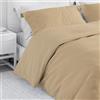 Corredocasa Copripiumino in Puro Cotone 100% Morbidissimo Tinta Unita con Federa/e Chiusura a Sacco Fodera Piumone 4 Stagioni compreso di fodera Cuscino Letto Anallergico (Beige, Matrimoniale)