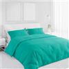 Corredocasa Copripiumino in Puro Cotone Morbidissimo Tinta Unita Dotato di Federa/e Disponibile in una Vasta Gamma di Colori e Per Tutti i Tipi di Letto (Verde Acqua, Matrimoniale)