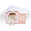 Jiupety casa per gatti gatti,camino casa del gatto per i gatti interni,casa dell'animale domestico per 1,4-3,2 kg gatto e cani,pieghevole con rimovibile antiscivolo Grande spazio Cartoni Animati