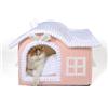 Jiupety casa per gatti gatti,camino casa del gatto per i gatti interni,casa dell'animale domestico per 1,4-6,8 kg gatto e cani,pieghevole con rimovibile antiscivolo Grande spazio Cartoni Animati
