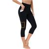 BAYGE Leggings da Trekking 3/4 Donna Estivi Leggeri Vita Alta Impermeabili Opaque Slim Fit Pantaloni Capri da Trekking Yoga Ciclismo Sportivi con Tasche, Nero, XL