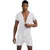 DLSMDOUS Pigiama Tutina a Maniche Corte da Uomo Pigiama Intero da Salotto Sexy Pigiama Tuta Pigiama Pagliaccetto Elasticizzato per Adulti Grigio M