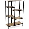 VERSA Cedric Scaffale per Libri, Libreria Industriale per Sala, Ufficio, Ingresso, con 6 Ripiani o mensole, Misure (A x L x l) 109 x 30 x 70 cm, Legno e Metallo, Colore Nero e Marrone