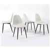 39F FURNITURE DREAM Set di 4 sedie scandinavo Tessuto Bianco Sporco Gambe Nere per Sala da Pranzo Cucina Soggiorno, Metallo, 52,5x44x86cm