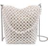 JOPOYOCO Donne Perla Portafoglio, Perline Borsa Perla, Perla Clutch Portafogli Borse Crossbody Borsa per donne e ragazze Wedding Sposa sera pochette per feste Prom, bianco, Einheitsgröße