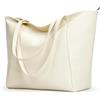 KALIDI Grande borsa tote in pelle vegana casual con cerniera borsa da lavoro Weekender Hobo per le donne borsa da viaggio a tracolla oversize, Beige