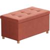 BRIAN & DANY Pouf Contenitore Rettangolare, Panca Con Gambe, Sgabello, Cassapanca da Interno, Baule, Arancione, 76 x 38 x 38 cm