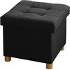 BRIAN & DANY Pouf Cubo Poggiapiedi Sgabello Contenitore Cassapanca Pieghevole 38 x 38 x 40 cm, Nero