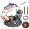 HAOTIAN-X Bruciatore d'incenso a cascata, porta incenso a riflusso con albero di cristalli, porta incenso a 7 chakra con 60 coni d'incenso, 30 bastoncini d'incenso, ornamento per l'aromaterapia