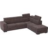 Alfa Sofa Divano AlfaSofa' mod. Anversa con angolo penisola reversibile, pouf contenitore, letto estraibile e poggiatesta reclinabili 270X227cm 16/17(carbone)