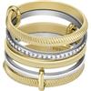 Fossil Anello Harlow da Donna, Acciaio Inossidabile Bicolore o Placcato Oro - Prestack, 2 Toni Argento e Oro, 52