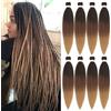 ACUTEBAO Pre-stretched Braiding Hair Professional Easy Crochet Braid Hair 26 Inch 8 Packs Hot Water Setting Soft Synthetic Braiding Hair Extension for Twist Senegalese Crochet Hair (26 inch, 1B/30/27)
