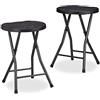 Relaxdays Sgabello Pieghevole Bastian, Forma Rotonda, Effetto Rattan, Resistente, HxLxP 45x32,5x29 cm, Nero