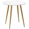 HOMCOM Tavolo da Pranzo Rotondo per 2 Persone in MDF e Metallo, Φ72x75 cm, Bianco e color Legno