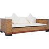 vidaXL Divano a 3 Posti con Cuscini Sfoderabili Relax Comodo Elegante Rustico Sofa Arredo Salotto in Rattan Naturale Marrone e Massello di Mango