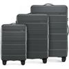 WITTCHEN valigia da viaggio set di 3 valigie trolley bagaglio a mano valigia set di valigie a rotelle in ABS con 4 ruote spinner chiusura a combinazione maniglia telescopica Comodo Line grigio scuro