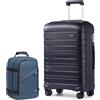 Kono Set di 2 valigie trolley con guscio rigido con borsa da viaggio leggera zaino da lavoro, Marina Militare, 51 cm, bagaglio con ruota spinner