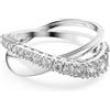 Swarovski Anello Twist, Taglio tondo, Bianco, Placcato rodio